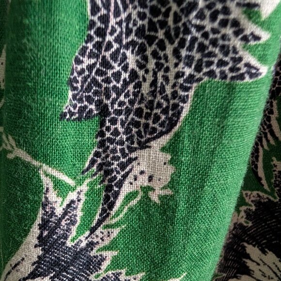 Max Studio London Linen Blend Green Floral Midi Skirt Size Small Pockets Summer - Picture 8 of 14